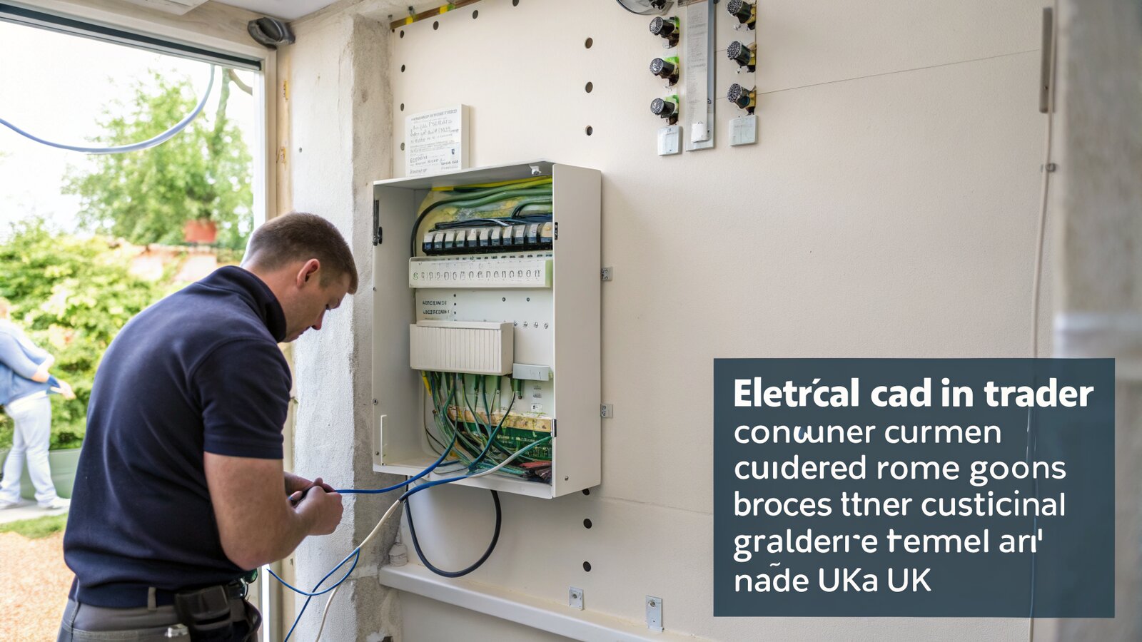 Electrical consumer unit and wiring inside a part-built garden room