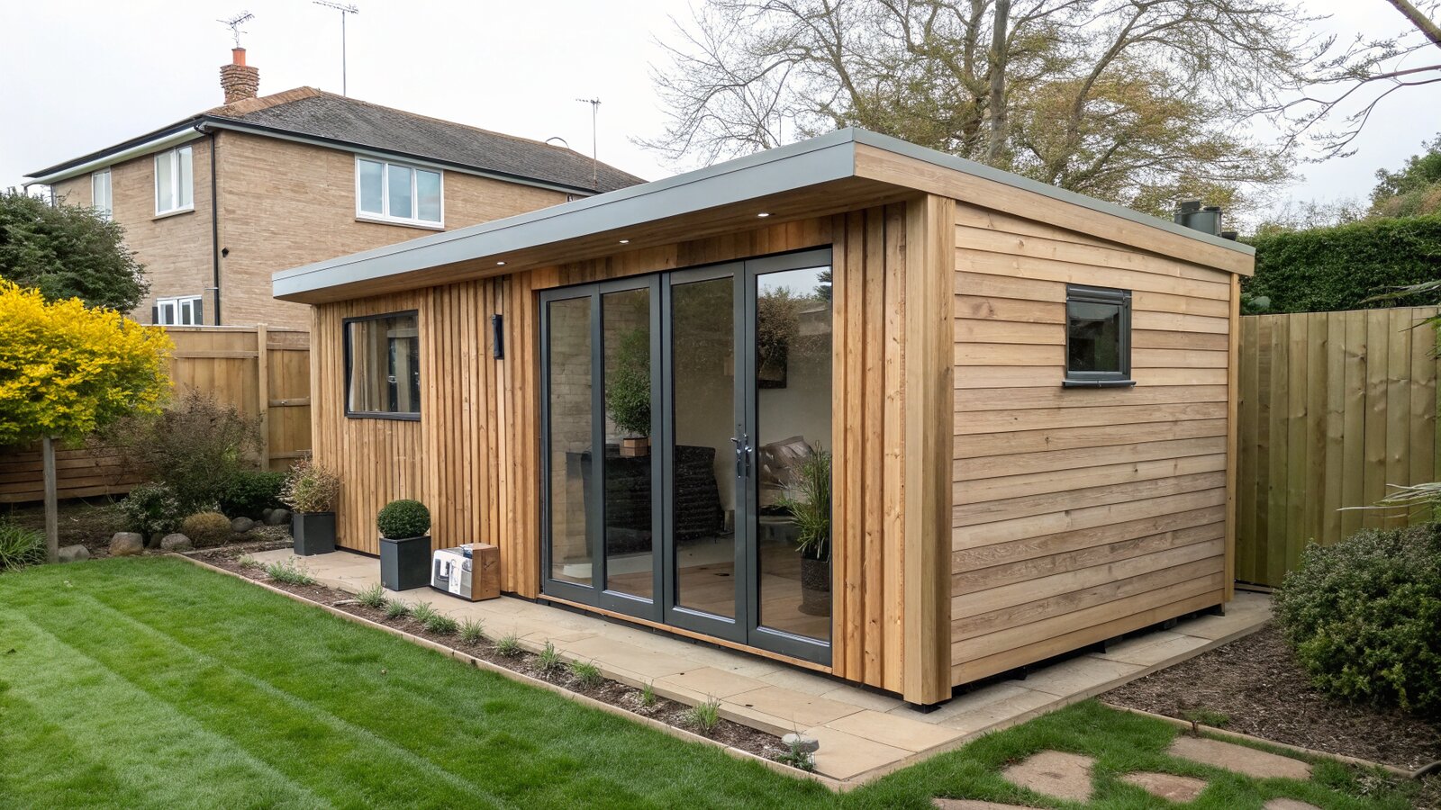 Compact 4x3 metre cedar-clad garden room