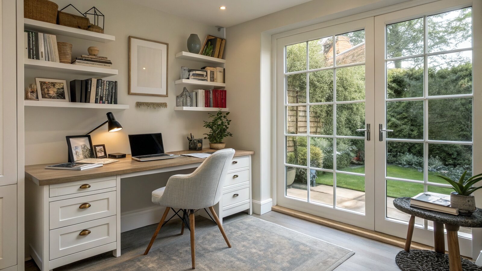 Interior of a garden room home office